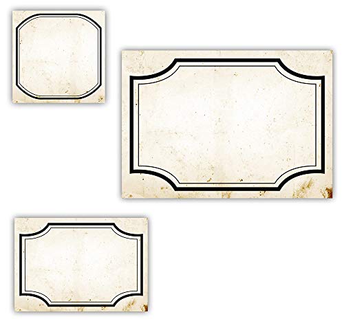 60x Vintage Apotheker-Flaschen Etiketten, Kosmetex Aufkleber für Flaschen, Gläser, Beschriftung für Kosmetik, Aroma, Öl, Mix-Set