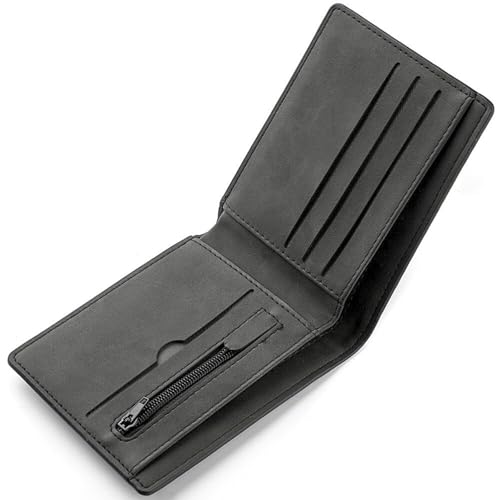 KEYRI Geldbeutel Herren mit Kartenhalter, Banknotenfächern und Münzfach Portmonee Herren Wallets for Men für Arbeit, Geschäft, Täglichen Gebrauch oder Reisen Geldbörse Leder für Männer (Schwarz)
