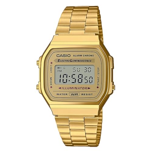 Casio Collection Unisex Retro Armbanduhr A168WG-9EF, Gold/Gold/Grau, Einheitsgröße