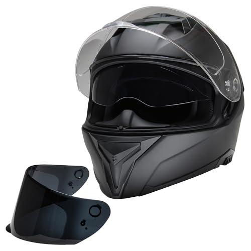 Motorradhelm Integralhelm CMX Blacky M schwarz matt mit Visier klar und getönt