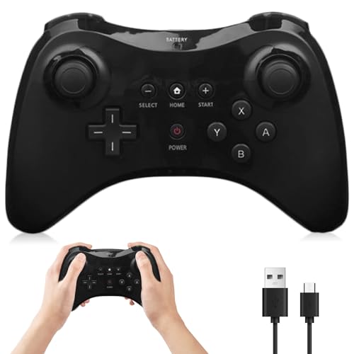 Game Controller kompatibel für wii u pro controller, Wireless Classic Wireless Joypad Fernbedienung für Pro Controller kompatibel Wii U Erweiterung für Wii U Gamepad Konsole Schwarz