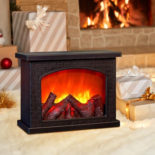 RANJIMA Led Kamin, Deko Kaminfeuer Lamp Elektrische Kamine mit Flammeneffekt elektrisch Kaminfeuer Kaminofen Simulation Tischkamin Ornament Nach Hause Weihnachtsdekoration Winterdekoration