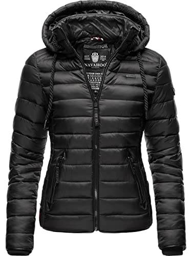 Navahoo Damen leichte Übergangsjacke Steppjacke mit Kapuze Lulana Schwarz Gr. S