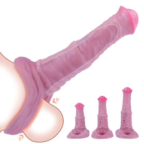 Wxcbd Realistischer Horse Dildo Tier Pferd Penishülle S/M/L Penismanschetten Dildo mit Hodenring Cock Sleeve Männer Erektion Verzögerte Ejakulation Erotische Sexspielzeuge für Männer (M)