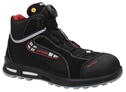 ELTEN Sicherheitsschuhe SANDER XXT Pro BOA ESD S3, Herren, Textil, Kunststoffkappe (leichter als Stahlkappe), leicht, sportlich, Schwarz/Rot, Größe: 43