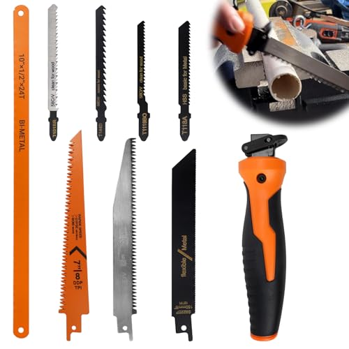 FSWWSF Handsäge set mit 8 Sägeblättern eisensäge Multifunktionale Mini Metallsäge für Schneiden von Holz,Kunststoff,Sperrholz et Metallsäge