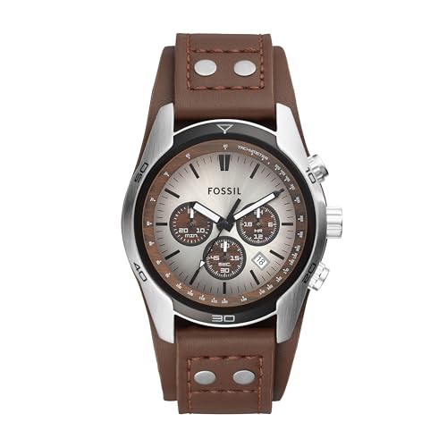 Fossil Coachman Uhr für Herren, Quarz-Chronographenwerk mit Lederarmband