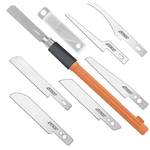 ABEST Mini Handsäge für Modellbau mit 8 Klingen für DIY Modellbau Messer Hobby Werkzeug Set für Metallsäge zum Handschneiden von Gliedmaßen und Ästen von Bäumen