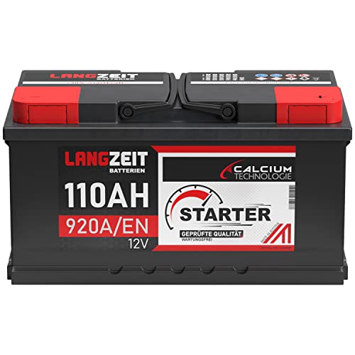 LANGZEIT Autobatterie 12V 110AH 920A/EN Starterbatterie +30% mehr Leistung ersetzt Batterie 92Ah 95Ah 100Ah 105Ah