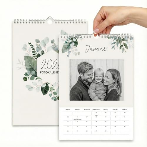 heaven+paper® Fotokalender 2026 zum selbstgestalten | Bastelkalender 2026 A4 aus extra dickem 250 g/m² Karton | Wandkalender 2026 Made in Germany