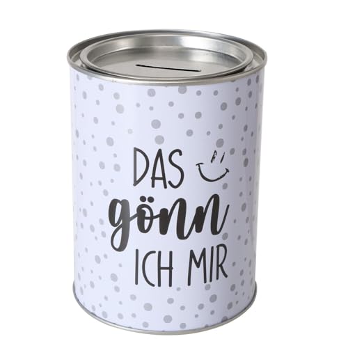 ReWu Spardose Sparschwein Schriftzug Das Gönn Ich Mir - Deckel abnehmbar - Wiederverwendbar Metall Sparbüchse Geldgeschenk Geschenkidee Geldspardose Metallspardose 14 x 10 cm