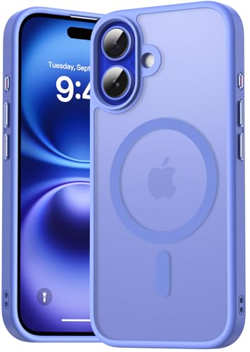 Natiiozie Magnetisch Hülle Kompatibel mit iPhone 16, Matt Handyhülle Kompatibel mit MagSafe, Stoßfest Kratzfest Schutzhülle Nie Vergilbung Rückseite 6.1 Zoll Case SkyBlue