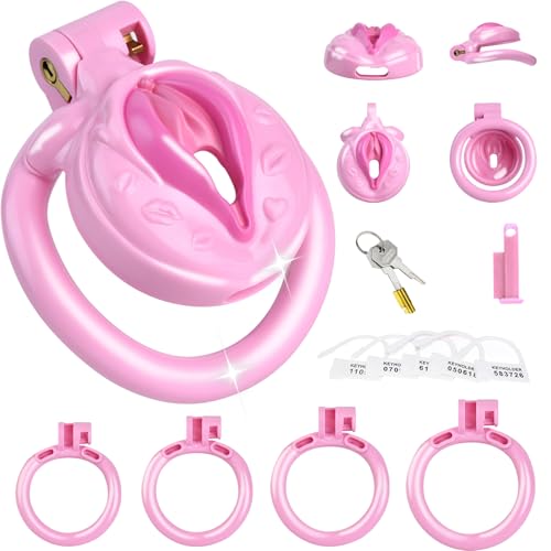Peniskäfig Peniszaumzeug Männer mit 4 Cock Rings Keuschheitskäfig Herren Chastity Cage Sexspielzeug Invisible Lock für Paare SM Fetisch Extrem Penis Bondage Hohldesign Atmungsaktiv Erotik Keuschheits