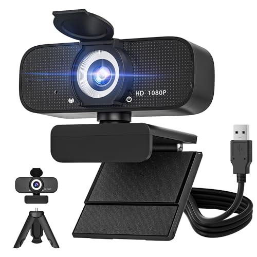 1080P HD Webcam für PC mit Autofokus & Noise Cancelling Mic Plug and Play Computer Kamera für Videokonferenzen, Online-Kurse, Live-Streaming - Ideal für Remote-Arbeiter, Studenten, Gamer