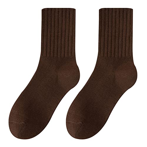 Generisch Kindertracht Strümpfe Einfarbige Damensocken Mid Tube und Qinter All Long Tube Socken reiner Baumwolle Damensocken 39 (Brown, One Size)