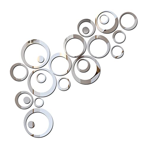 REQAG 24 Stück Spiegel Wandaufkleber Kreise Rund Wandsticker Wandtatoo Spiegel Wanddeko Wandkunst Selbstklebend Abnehmbar für Schlafzimmer, Wohnzimmer, Haus Deko