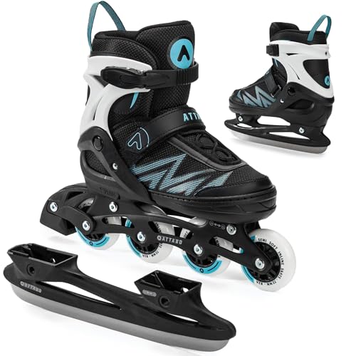ATTABO Kinder Inliner Kylo 2in1 Blue Vielseitig verstellbare Inlineskates für Kinder 30-41 Hohe Qualität und Komfort mit 82A harten Rädern und ABEC-7 Gleitlagern Exzellente Anpassung