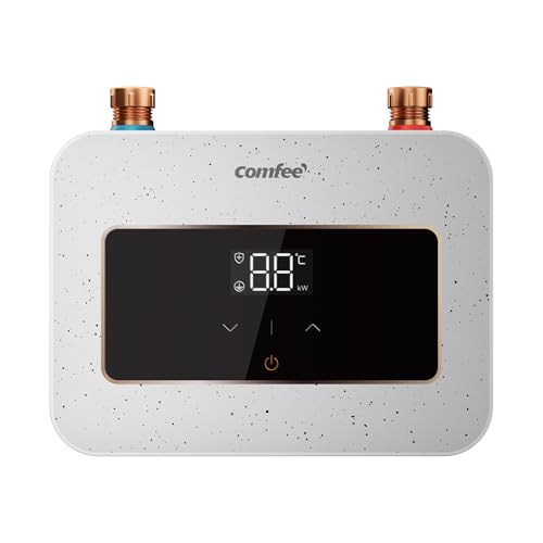 COMFEE' CWH3.5EA1W Mini Durchlauferhitzer 3,6 kW für Handwaschbecken, Elektrische Durchlauferhitzer Klein 230V Untertisch, Elektronisch geregelt, Druckfest, Sofortige Warmwasserbereitung, Platzsparend