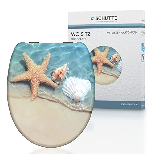 SCHÜTTE WC-Sitz BEACH mit Absenkautomatik aus Duroplast, hochwertiger Toilettendeckel mit 175kg Belastbarkeit, Toilettensitz mit Brille, Klodeckel für WC, Klobrille mit Motiv