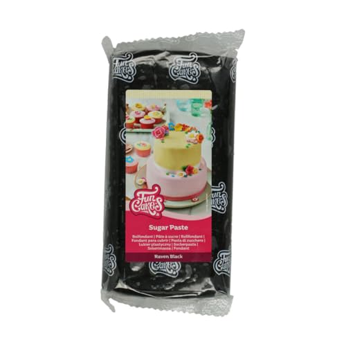 FunCakes Rollfondant Raven Black: Einfach zu verwenden, glatt, flexibel, weich und geschmeidig, perfekt zum Dekorieren von Kuchen, Halal, koscher und glutenfrei. 1 kg