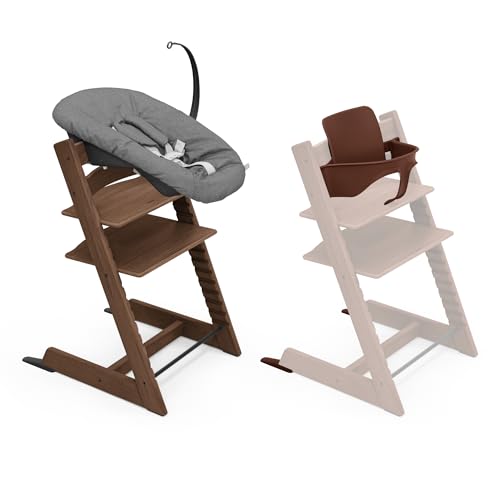 Stokke Tripp Trapp Hochstuhl, Oak Warm Brown/Warm Brown (inklusive Stuhl & Baby Set2) mit Newborn Set - Sicheres, verstellbares, ergonomisches Design
