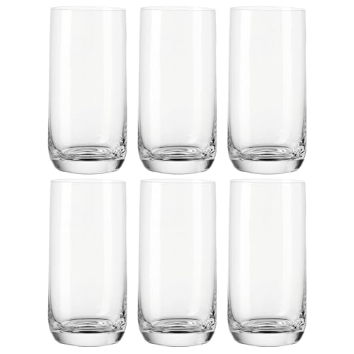 Leonardo Daily Trink-Gläser, 6er Set, spülmaschinenfeste Wasser, geradlinige Becher, Getränke-Set, Saft-Gläser, groß, 330 ml, 063325