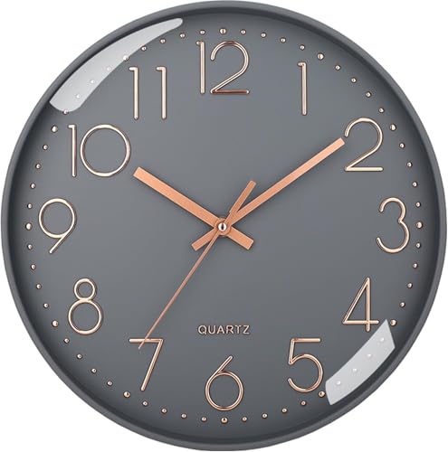 Lottogo Wanduhr, leise, Nicht tickend, Moderne Wanduhren, batteriebetrieben, für Wohnzimmer, Küche, Büro, Dekoration, 20,3 cm