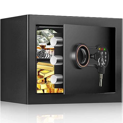 20L Safe Tresor für Zuhause, Digitaler MöBeltresor mit NotschlüSsel Batteriekasten, Klein Wandtresor mit Zahlenschloss für Medikamente Reisepass Dokumente