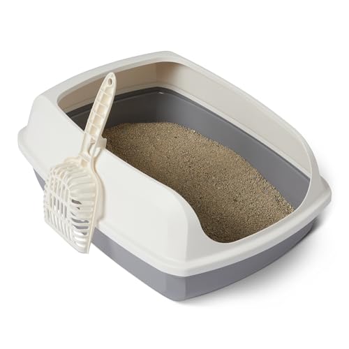 Amazon Basics – Katzentoilette, hoch, offen, Weiß/Grau, 51x38x20cm