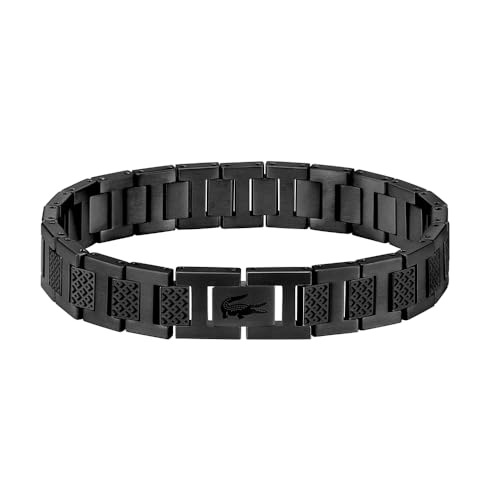 Lacoste Gliederarmband für Herren Kollektion METROPOLE in Schwarzem Edelstahl Verziert mit Petit-Piqué-Muster - 2040119