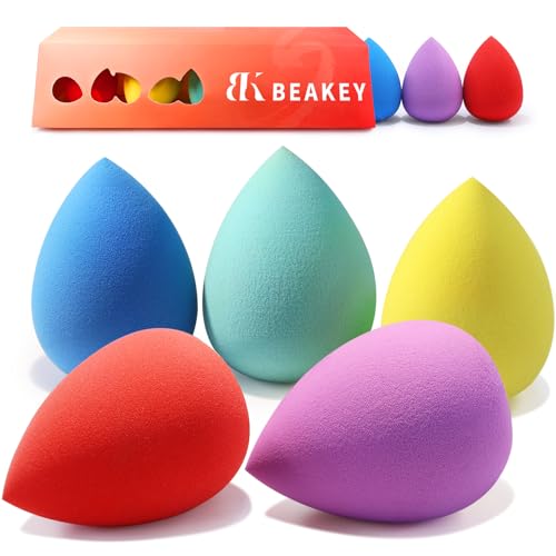 Make Up Schwamm Set, BEAKEY 5 Teiliges Beauty schminkschwamm Foundation Mischschwamm, Makellos für Flüssigkeit, Creme und Puder, Mehrfarbige Makeup schwämmchen