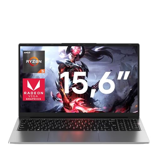 jumper 2025 Laptop 15,6 Zoll FHD IPS Display, 16 GB DDR4 1 TB NVME SSD Notebook, AMD Ryzen 5 7430U(bis zu 4,3 GHz), 2 Stereo-Lautsprecher, 2 Staufächer, USB 3.2/62.7Wh Akku