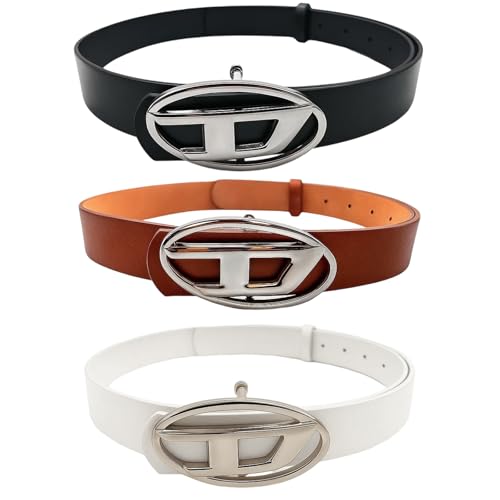 JcvPot 3 Stück Y2k Stil Mit Ovaler D-Schnalle, Y2k Gürtel Für Damen Und Herren, Y2k Accessoires, Vintage Punk Belt Für Jeans Und Hosen, Verstellbare Modegürtel