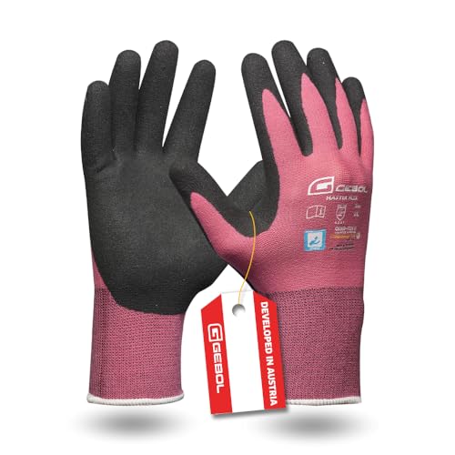 Gebol Master Flex Lady, 1 Paar Arbeitshandschuhe Damen, Nitril-beschichtete Montagehandschuhe mit starkem Grip, dermatologisch detestet, ideal für Präzisionsarbeiten, Gr. S (Gr.7), Rosa