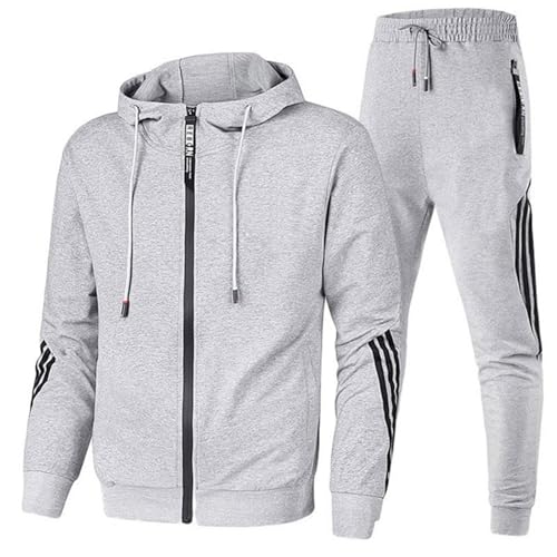 Udbeksid Jogginganzug Herren 2-Teilig Trainingsanzug Hausanzug Oversized Pullover Hoodie Und Baggy Baumwolle Jogginghose Sportanzug Kapuzenpullover Kapuzenjacke Jogginghose Jogginganzug Set (XL,F)