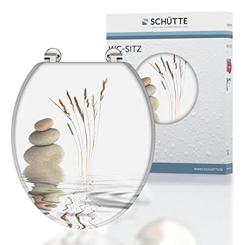 SCHÜTTE WC-Sitz BALANCE aus Holz ohne Absenkautomatik, Toilettensitz mit 175kg Belastbarkeit, Toilettendeckel mit Brille, Klodeckel für WC, Holzkern Klobrille mit Motiv