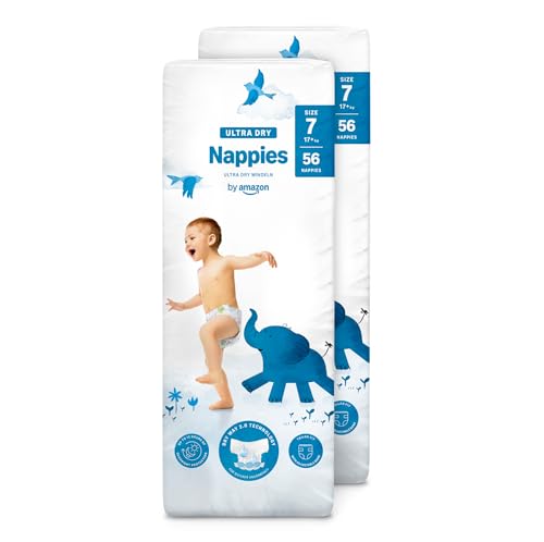by Amazon Ultra Dry Windeln – Größe 7 (17 kg+) – 112 Windeln (2 Packungen à 56 Stück) (Früher Unter Der Marke Mama Bear, Identisches Produkt)