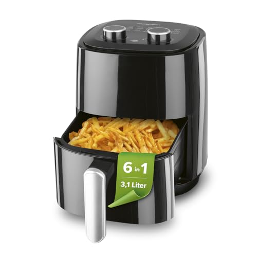 GOURMETmaxx Heißluftfritteuse 3,1L | Airfryer mit 60 Minuten Timer und 6 Funktionen inkl. Auftauen & Erhitzen | energiesparend & geruchsarm frittieren – nahezu ohne Öl | 1350 W