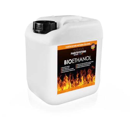 Bio Alkohol 100% 5 Liter - BIOETHANOL für Alkohol-Kamine, Tischfeuer, Ethanolkamine, Alkoholbrenner, Terrassenfeuer, Raumfeuer, Standfeuer oder Gartenfeuer
