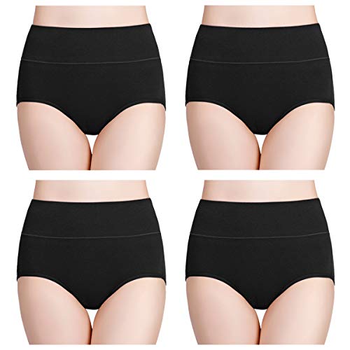 wirarpa Damen Unterhosen Baumwolle Slips Damen Hoher Taille Atmungsaktive Taillenslip Wochenbett Unterwäsche Mehrpack Größen 32-58, Schwarz, XX-Large (50/52/54)