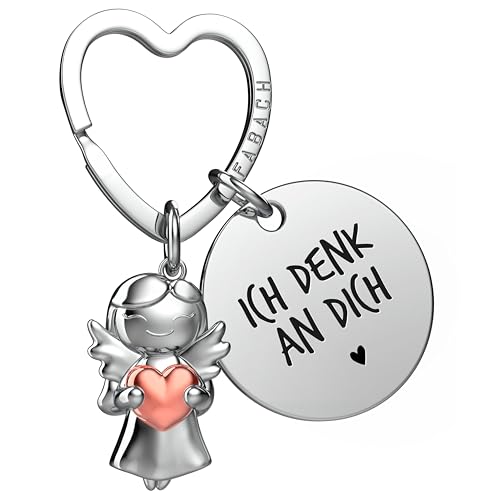 FABACH Liebe Schlüsselanhänger Schutzengel Glücksbringer mit Herz und Gravur - Ich liebe dich - Partner - Freundin Geschenk Liebe - Engel Liebesgeschenke