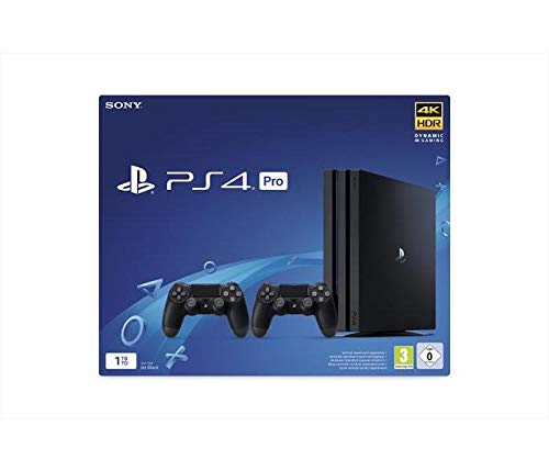 Sony Konsole PlayStation PS4 Pro Jet schwarz, 1 TB + 2 Dualshock-Steuerungen