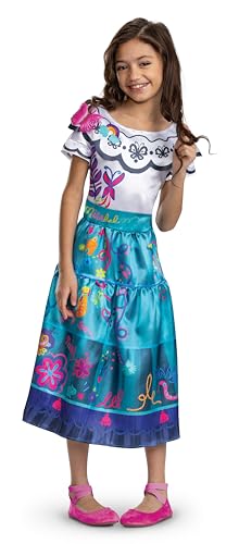 Disguise Mirabel Kinderkostüm, perfekt für Encanto-Fans, beinhaltet ein atemberaubendes mehrfarbiges Kleid mit Schmetterlings-Schulterdetail, Disney-Kostüm für Mädchen, Größe 7–8
