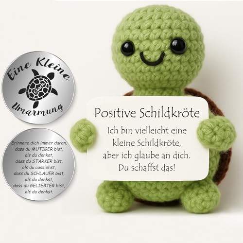 Tixlux Pocket Hug Positive Schildkröte, Kreative Strickwolle Schildkröte Puppe und Kleine Umarmung Glücksbringer, MutmacherGeschenk, Gute Besserung Geschenk, Einschulung Geschenk