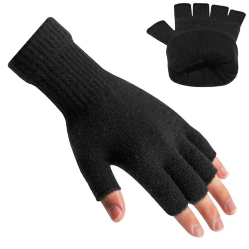 Rahhint Alpaka Wolle Fingerlose Winterhandschuhe Doppellagig - Elastische, Atmungsaktive & Wärmendehandschuhe zum Tippen, Arbeiten, Fahren - Thermo Handschuhe für Büro, Homeoffice und Freizeit