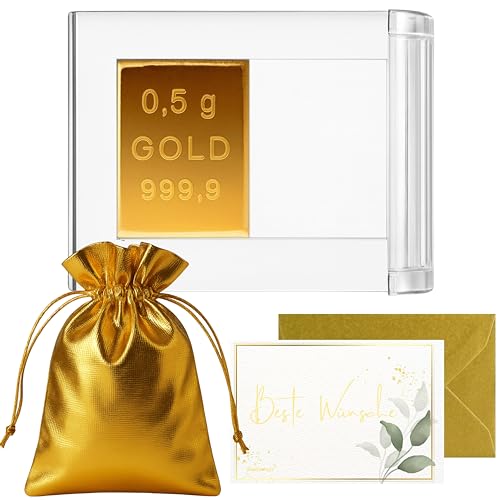 Gold als Geschenk - Goldbarren 0,5 g in hochwertiger Kapsel - Geschenk + Echtheitszertifikat Feingold 999.9