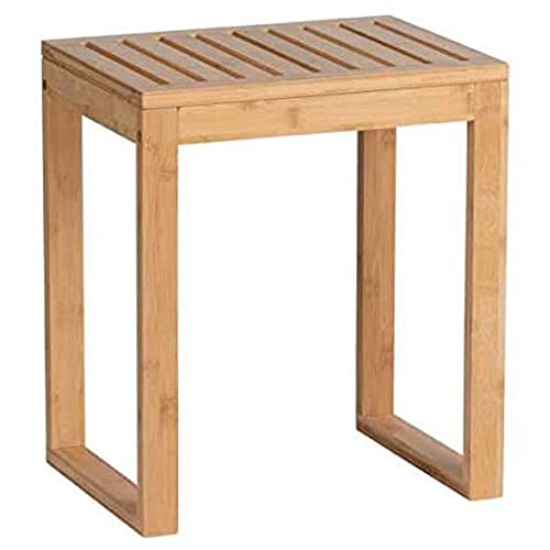 WENKO Badhocker Mod. Bamboo, Hocker für Bad und Gäste-WC, Möbelstück aus Bambus, Sitzgelegenheit und Ablagefläche für Wohn- und Schlafräume, schöner Tritt, 40 x 30 x 46 cm, Natur