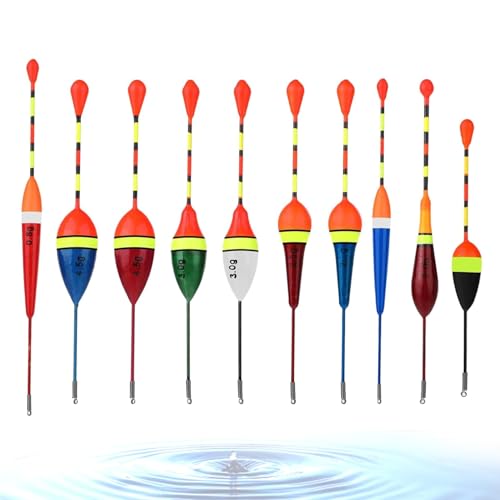 10 Stück Angelzubehör,Posen Angeln,Angelposen Set,Forellenschwimmer,Angelset mit Schwimmer 0.6g/0.8g/1.2g/2.0g/2.5g,Geeignet für Angelbegeisterte,Anfänger und für Verschiedene Fischarten.