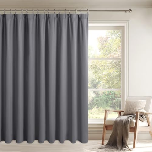 DWCN Raumteiler Vorhang Schallschutz 1er Set 210x200cm(HxB) Grau Wohnzimmer Vorhänge Kräuselband Verdunklungsvorhänge Thermogardine Kälteschutz Extra Breie Raumtrenner Blickdicht Schiene Schlafzimmer