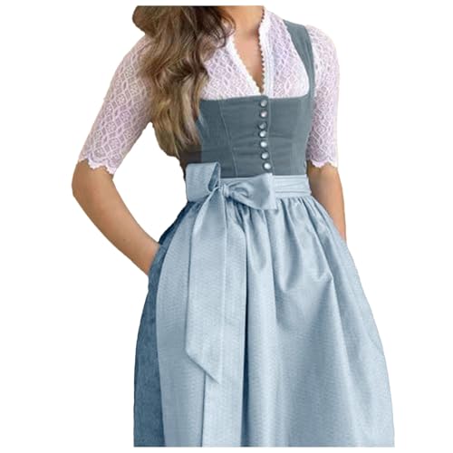 Generisch Dirndl Damen Retro Dirndelkleider Midi Trachtenkleid Trachtenmode Dirndlkomplettsets Oktoberfest Outfit Festlich Ink. Dirndlbluse DirndlschüRze Maxikleider